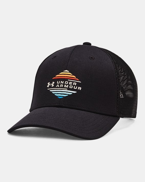 Men's UA Blitzing Graphic Trucker Hat, Black, pdpMainDesktop image number 0